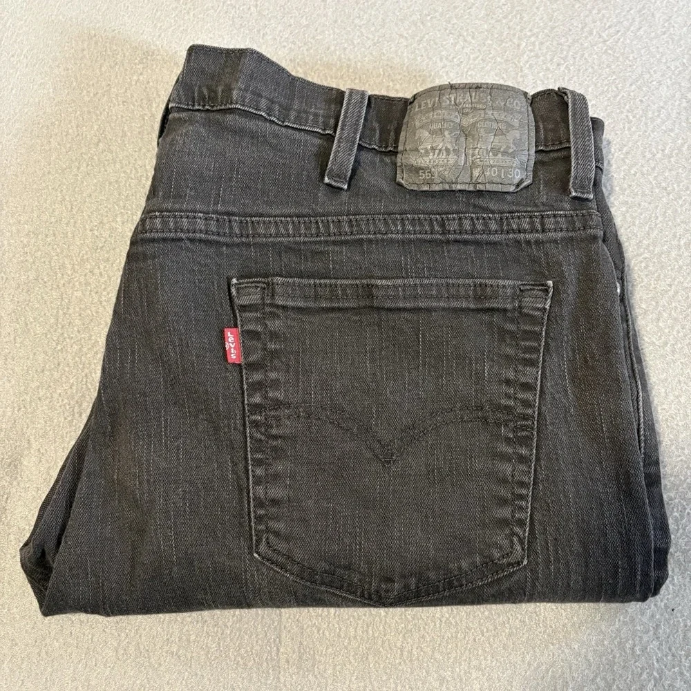 Levi's 569 Jeans Mens Fits 40x28 Black Denim Straight Leg Baggy Workwear Cotton